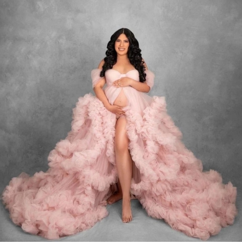 Elegant Pink Ruffled Gown